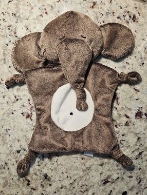 Manhattan Toy Co Brown Elephant Plush Lovey Security Blanket Cream Stitched Ears